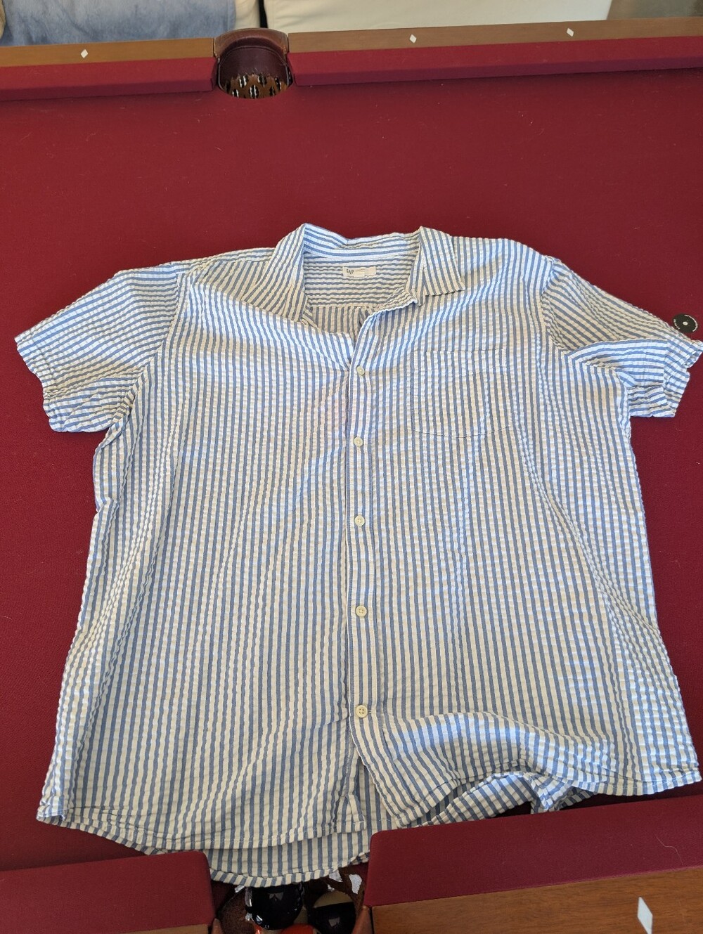 Gap Blue And White Seersucker Shirt